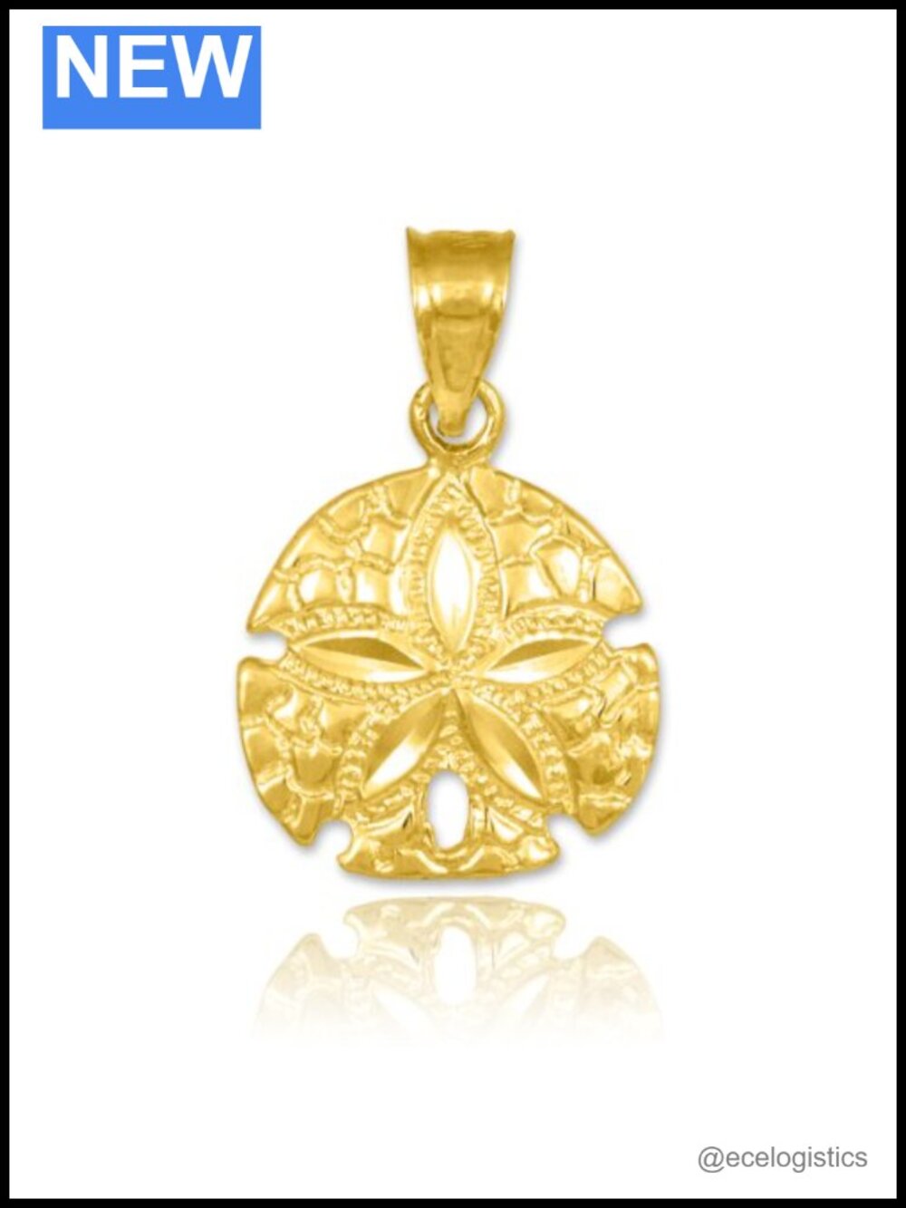 10k Yellow Gold Polished Sea Star Charm Sand Dollar Pendant